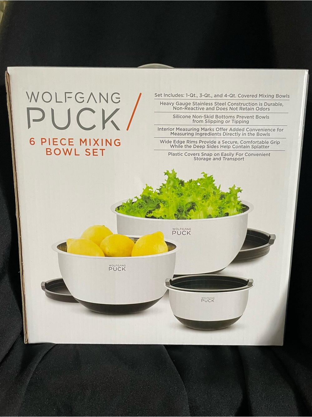 Wolfgang Puck 6-Piece White Mixing Bowl Set with Lids